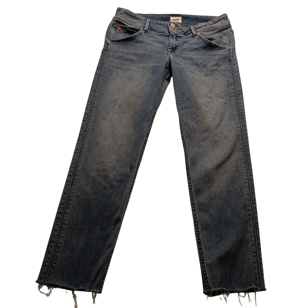 Hudson Collin Midrise Skinny Jeans Light Wash Frayed Hem Women's Size 29 Casual